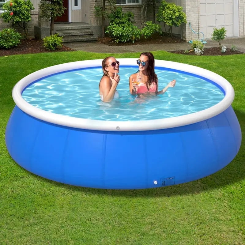 JXXRZ 8x2.1 Ft Inflatable PVC Swimming Pool, Outdoor Foldable Family Pool with Quick Drain