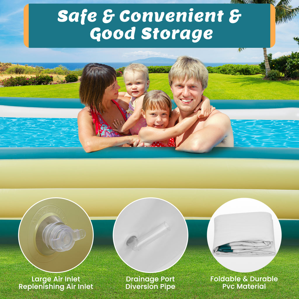 Naipo Inflatable Swimming Pool 120x72x22 Blow up Pool , Full-Sized Above Ground Family Pool, Summer Water Party, Backyard, Outdoor Beach Garden Lawn , Yellow